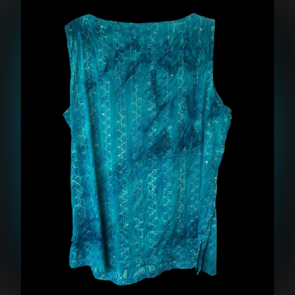 White Stag Blue mixed media Sleeveless Tank Top plus size - Picture 2 of 4